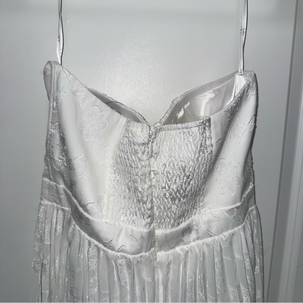NWT Lulu’s Perfectly Stunning Ivory Jacquard Strapless Midi Dress - Picture 12 of 12